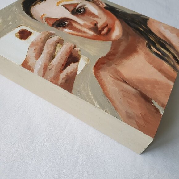 “Intimacy“ Original oil painting on Cradled Wood Panel 10"w x 8"h x 1.5"d - Picture 11 of 13